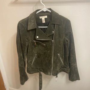 Real Suede/Perfect Condition Olive Green Moto Jckt